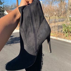 Black Suede Heeled Boots